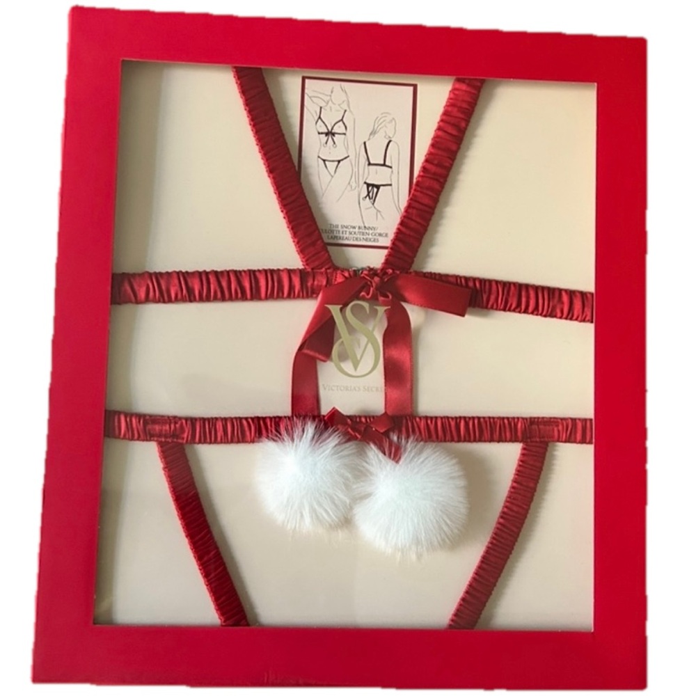 Victoria’s Secret Snowbunny Lingerie Red Set XS or XL Gift Box Sexy Peekaboo NEW - Picture 5 of 9